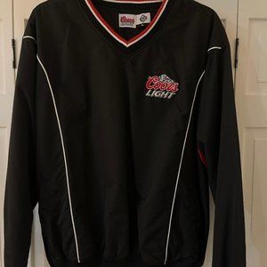 Coors Light Windbreaker Jacket Mens L Black Red Pullover Polyester Mesh Lined